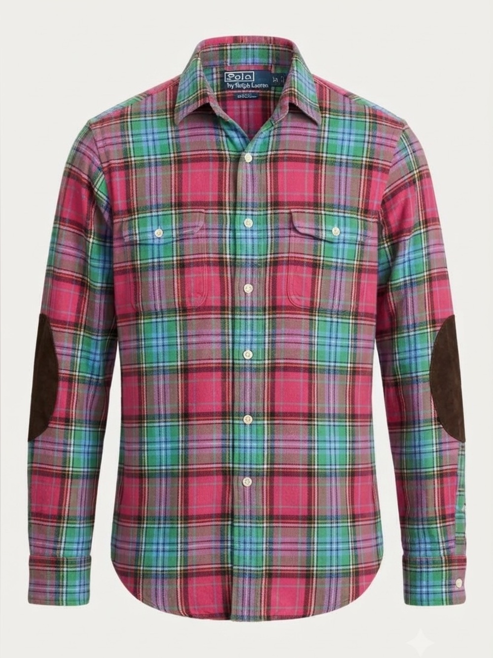 Polo Ralph Lauren Dungaree Vintage Plaid Flannel Elbow Patch Workshirt Medium